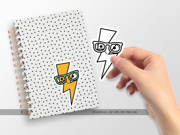 Lightning Bolt Wearing Glasses SVG | Cute Teacher & Classroom Craft Design