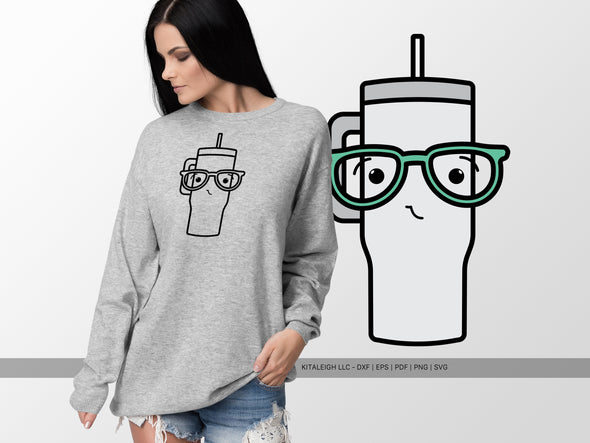Tumbler Wearing Glasses SVG | Cute Teacher & Classroom Craft Design