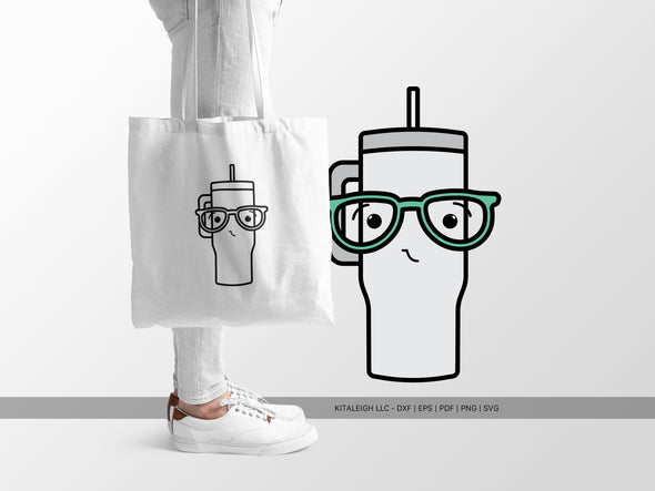 Tumbler Wearing Glasses SVG | Cute Teacher & Classroom Craft Design