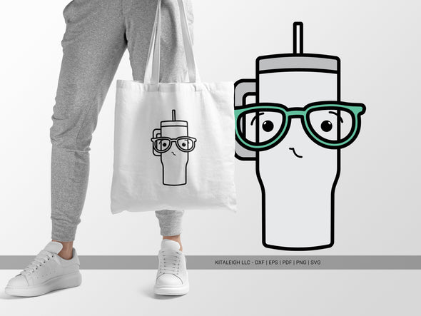 Tumbler Wearing Glasses SVG | Cute Teacher & Classroom Craft Design