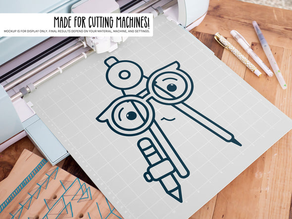 Math Compass Wearing Glasses SVG | Cute Teacher & Classroom Design