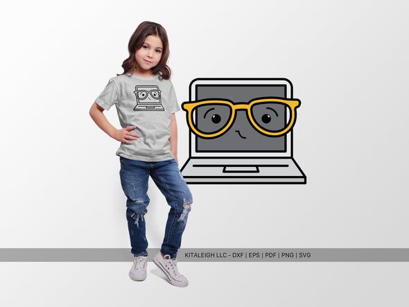 Laptop Wearing Glasses SVG | Cute Teacher & Classroom Design