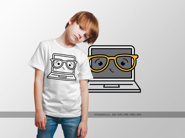 Laptop Wearing Glasses SVG | Cute Teacher & Classroom Design