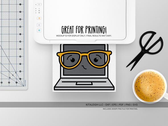 Laptop Wearing Glasses SVG | Cute Teacher & Classroom Design