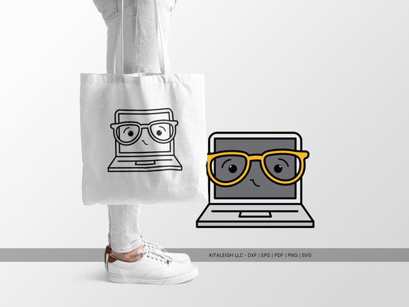 Laptop Wearing Glasses SVG | Cute Teacher & Classroom Design