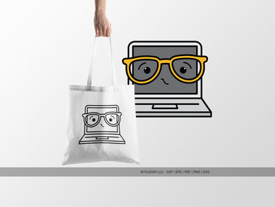 Laptop Wearing Glasses SVG | Cute Teacher & Classroom Design