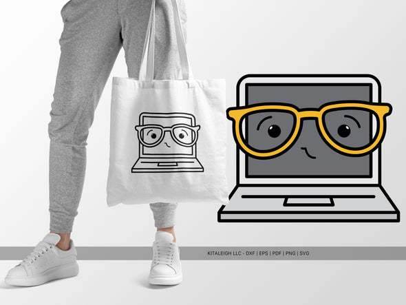 Laptop Wearing Glasses SVG | Cute Teacher & Classroom Design