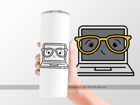 Laptop Wearing Glasses SVG | Cute Teacher & Classroom Design