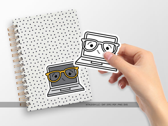 Laptop Wearing Glasses SVG | Cute Teacher & Classroom Design