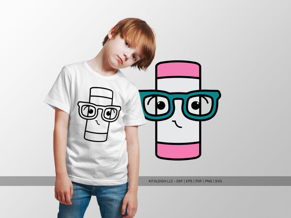 Eraser Wearing Glasses SVG | Cute Teacher & School Craft Design