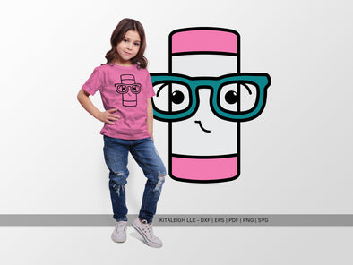 Eraser Wearing Glasses SVG | Cute Teacher & School Craft Design