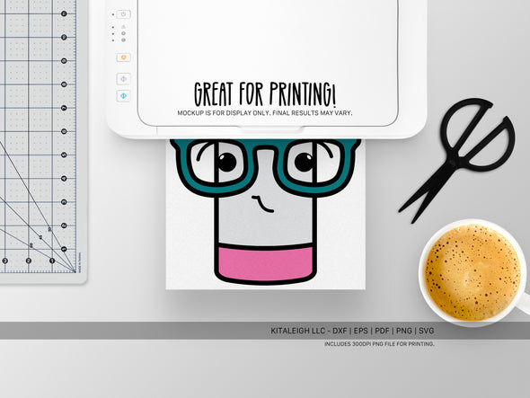 Eraser Wearing Glasses SVG | Cute Teacher & School Craft Design