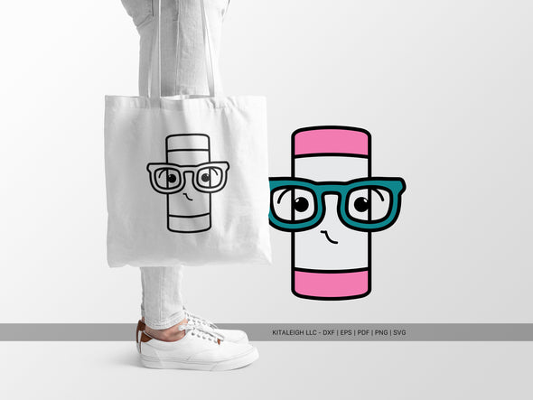 Eraser Wearing Glasses SVG | Cute Teacher & School Craft Design