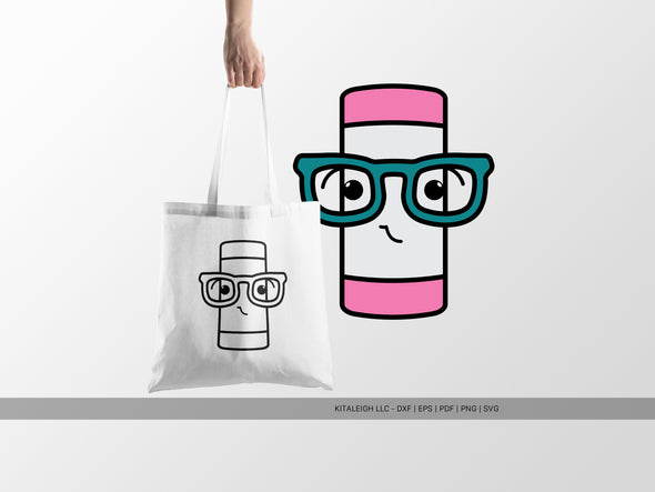 Eraser Wearing Glasses SVG | Cute Teacher & School Craft Design