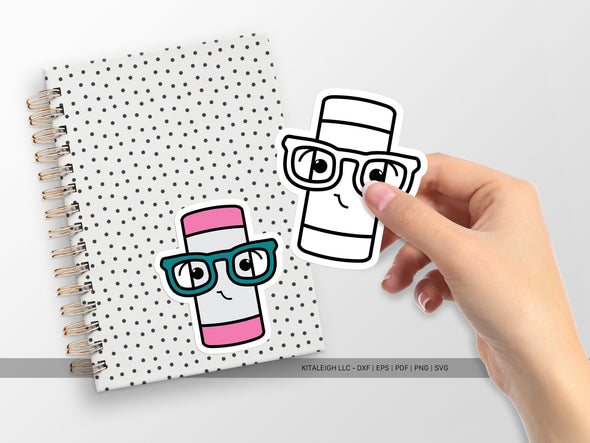 Eraser Wearing Glasses SVG | Cute Teacher & School Craft Design