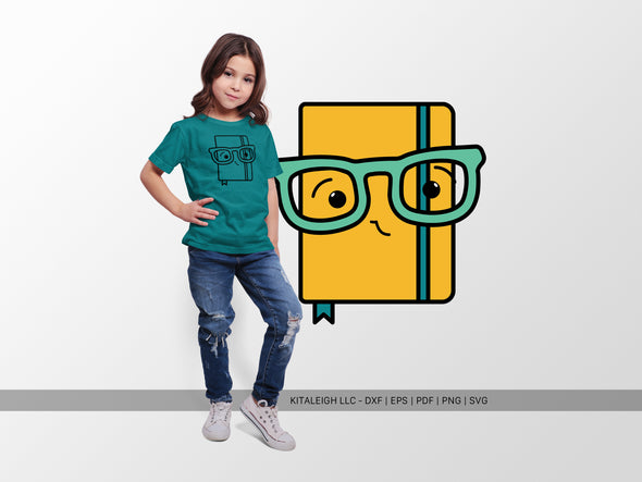 Notebook Wearing Glasses SVG | Cute Back-to-School & Teacher Design