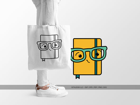 Notebook Wearing Glasses SVG | Cute Back-to-School & Teacher Design