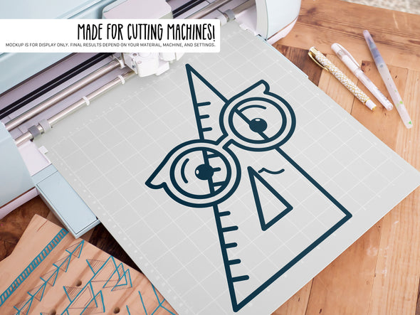 Triangle Set Square Wearing Glasses SVG | Teacher & School Craft Design