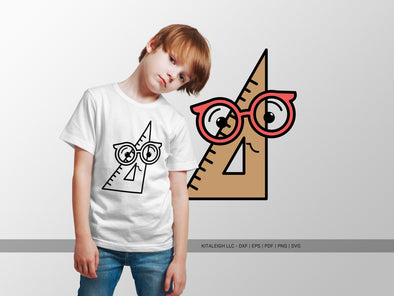Triangle Set Square Wearing Glasses SVG | Teacher & School Craft Design