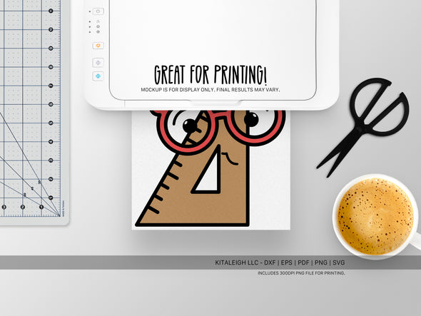 Triangle Set Square Wearing Glasses SVG | Teacher & School Craft Design