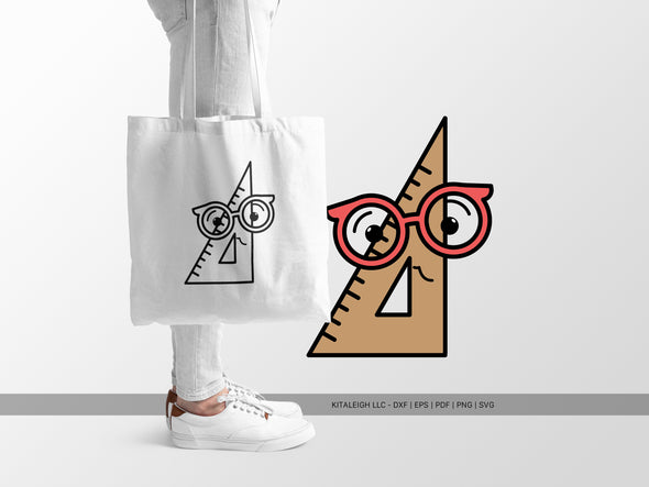 Triangle Set Square Wearing Glasses SVG | Teacher & School Craft Design