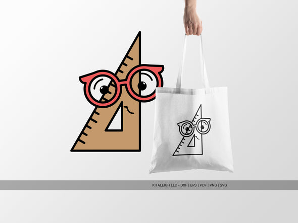 Triangle Set Square Wearing Glasses SVG | Teacher & School Craft Design