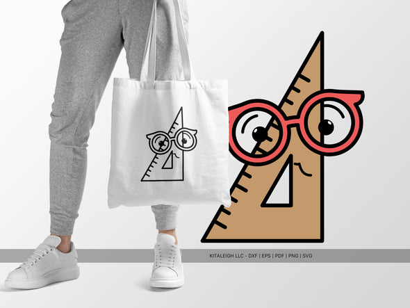 Triangle Set Square Wearing Glasses SVG | Teacher & School Craft Design