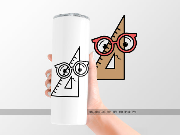 Triangle Set Square Wearing Glasses SVG | Teacher & School Craft Design