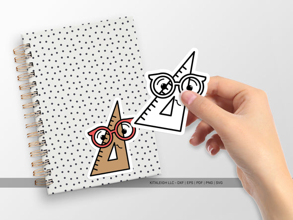 Triangle Set Square Wearing Glasses SVG | Teacher & School Craft Design