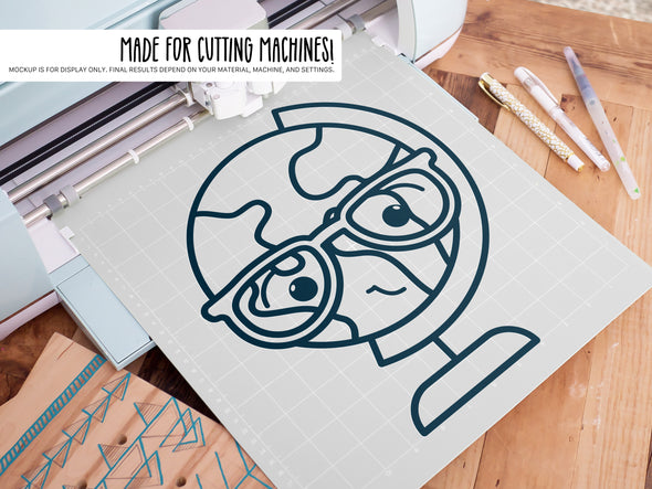 World Globe Wearing Glasses SVG | Cute Teacher & School Design