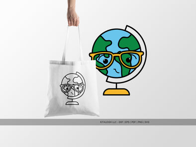 World Globe Wearing Glasses SVG | Cute Teacher & School Design
