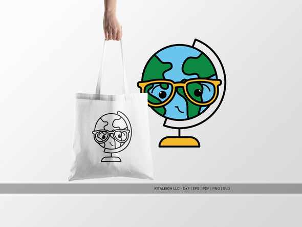 World Globe Wearing Glasses SVG | Cute Teacher & School Design