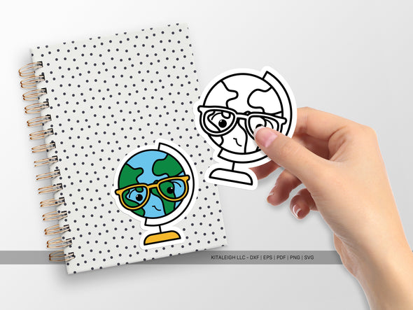 World Globe Wearing Glasses SVG | Cute Teacher & School Design