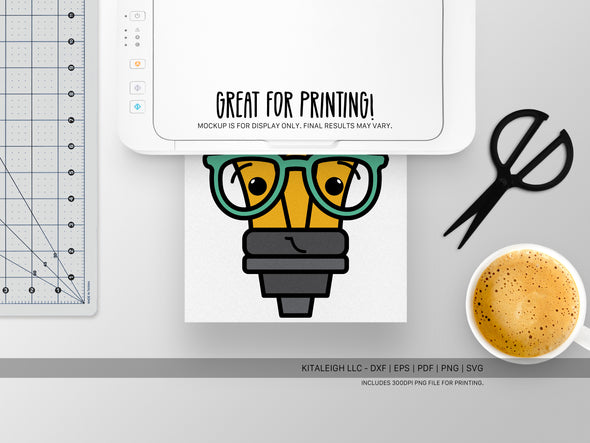 Cute Lightbulb Wearing Glasses SVG | Teacher & Classroom Craft Design