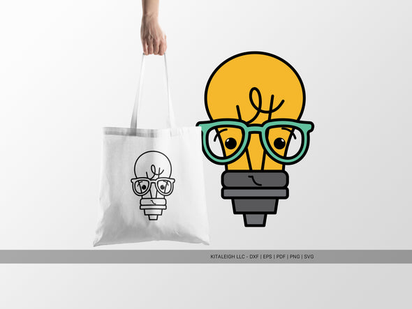 Cute Lightbulb Wearing Glasses SVG | Teacher & Classroom Craft Design
