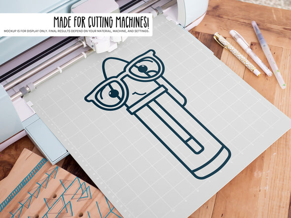 Ball Point Pen Wearing Glasses SVG | Cute Teacher & Classroom Craft Design