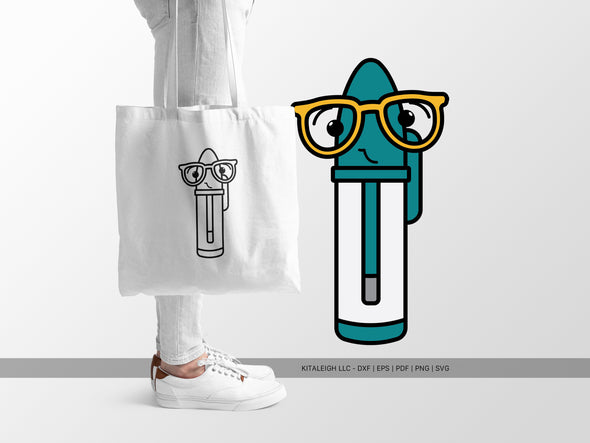 Ball Point Pen Wearing Glasses SVG | Cute Teacher & Classroom Craft Design