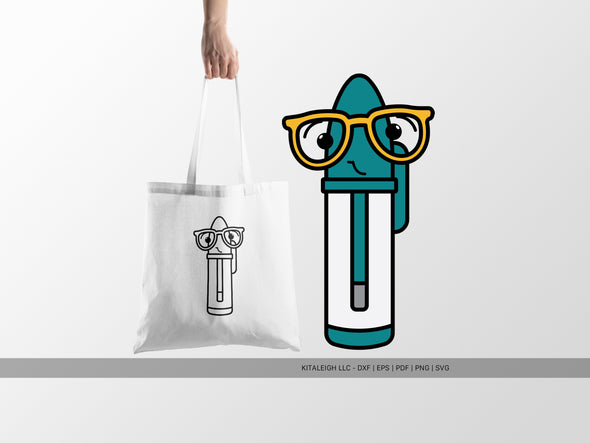 Ball Point Pen Wearing Glasses SVG | Cute Teacher & Classroom Craft Design