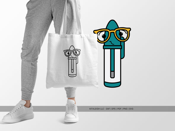 Ball Point Pen Wearing Glasses SVG | Cute Teacher & Classroom Craft Design