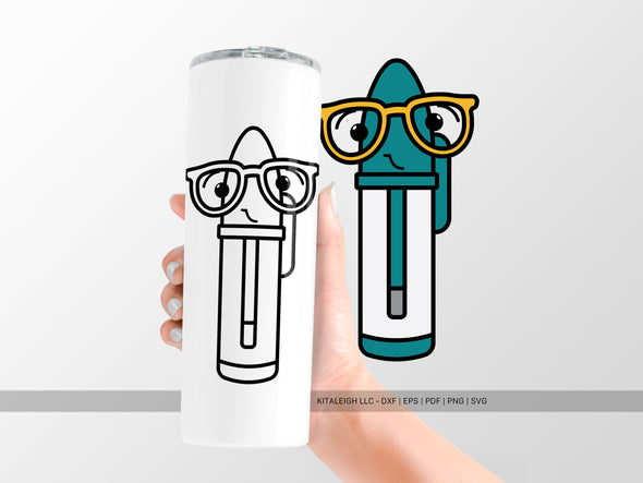 Ball Point Pen Wearing Glasses SVG | Cute Teacher & Classroom Craft Design