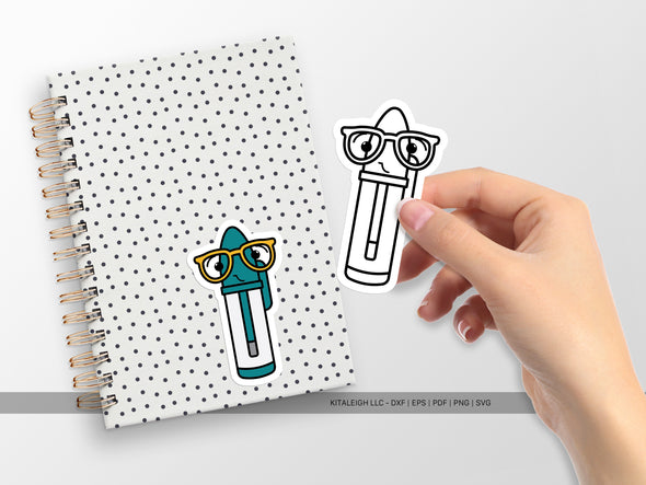 Ball Point Pen Wearing Glasses SVG | Cute Teacher & Classroom Craft Design