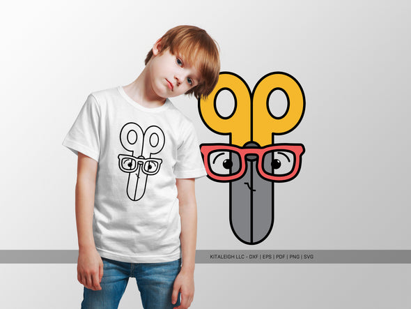 Scissors Wearing Glasses SVG | Cute Teacher & Classroom Design