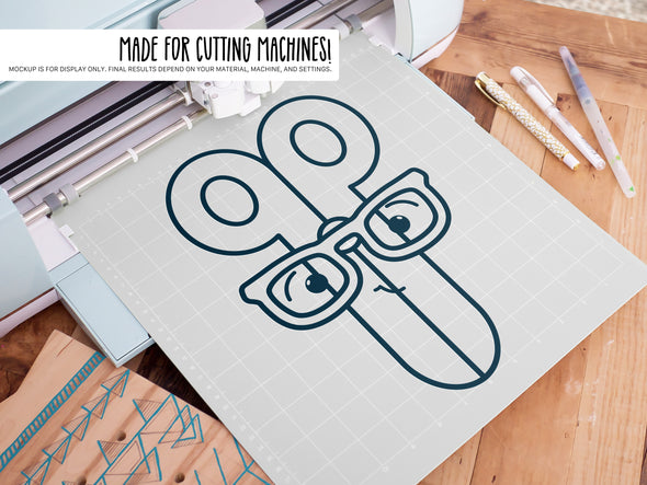 Scissors Wearing Glasses SVG | Cute Teacher & Classroom Design