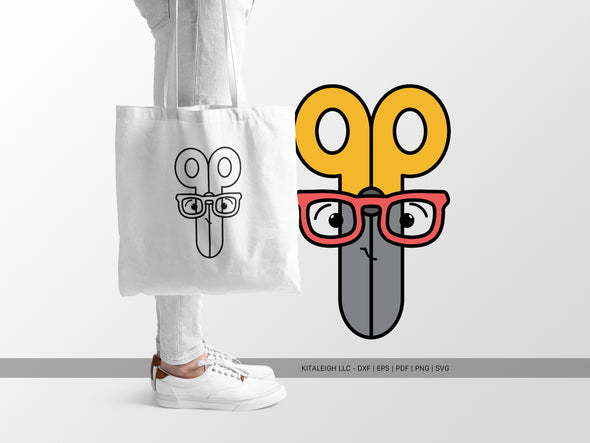 Scissors Wearing Glasses SVG | Cute Teacher & Classroom Design