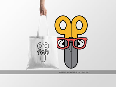 Scissors Wearing Glasses SVG | Cute Teacher & Classroom Design