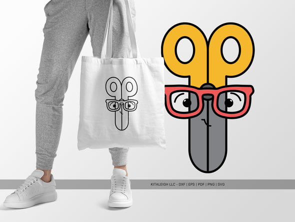 Scissors Wearing Glasses SVG | Cute Teacher & Classroom Design