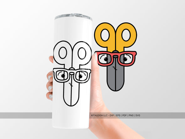 Scissors Wearing Glasses SVG | Cute Teacher & Classroom Design