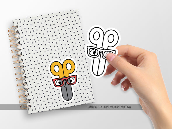 Scissors Wearing Glasses SVG | Cute Teacher & Classroom Design