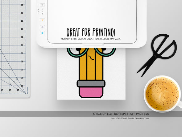 Pointed Pencil Wearing Glasses SVG | Cute Teacher & Classroom Craft Design