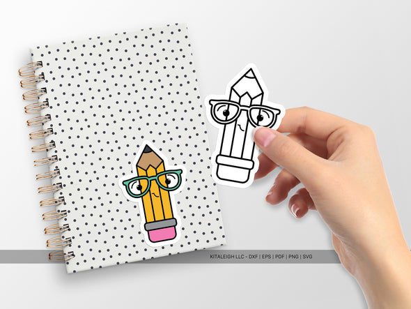 Pointed Pencil Wearing Glasses SVG | Cute Teacher & Classroom Craft Design